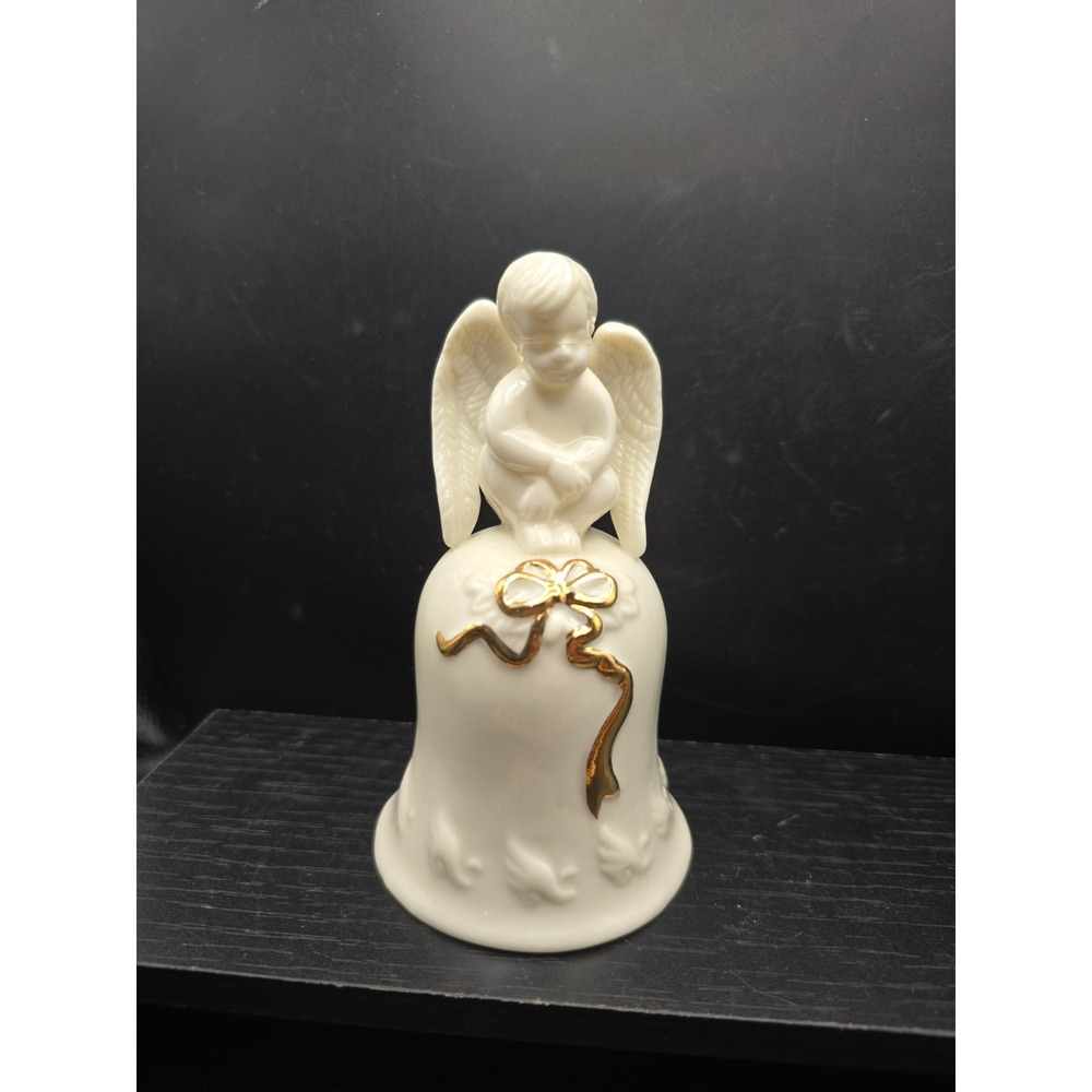 Bell Vintage Cherub Sitting On Porcelien Bell